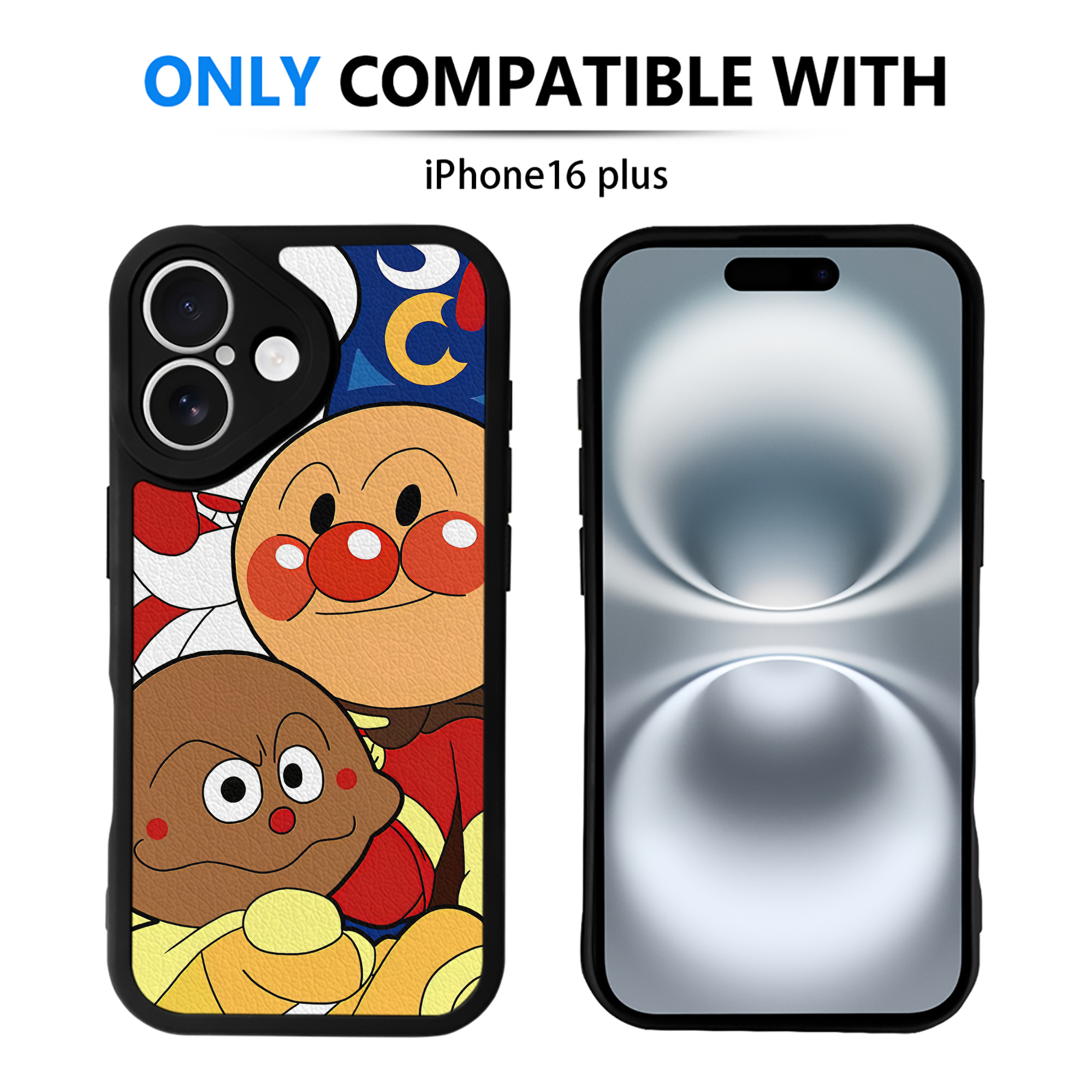 （画像用） アンパンマン Anpanman 【iPhone 16シリーズ対応】シリコンスマホケース（レザー調） 材質：シリコン
